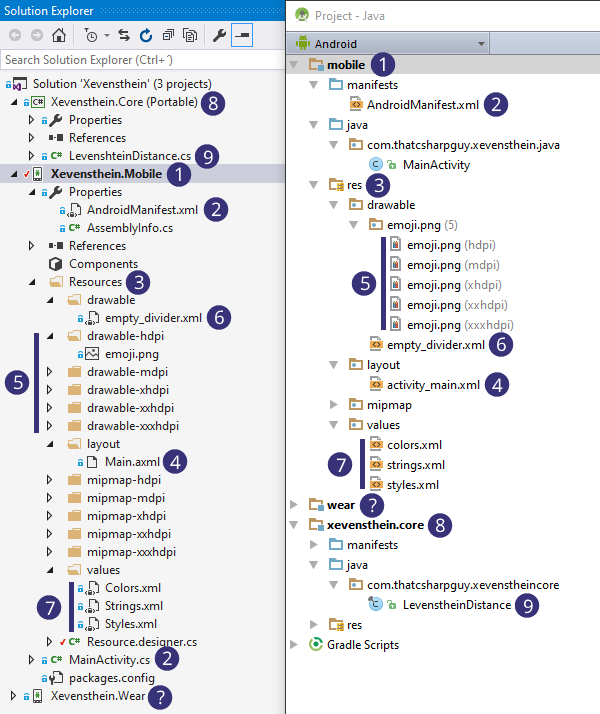 "Comparison project structure" images_set