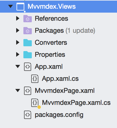 "Xamarin.Forms en el explorador de soluciones" images_set